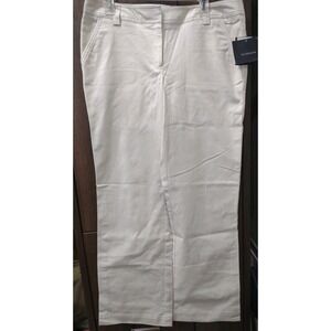 Liz Claiborne Womens Audra‎ Pants Stretch Straight Mid Rise Zip Off White Sz 14